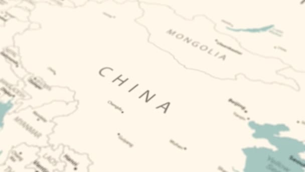Chine Sur Carte Monde Rotation Douce Carte Animation — Video