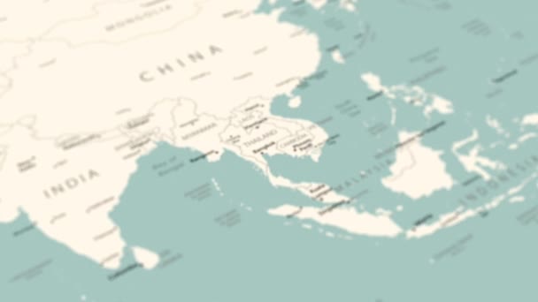 泰国在世界地图上 平滑的地图旋转 4K动画 — 图库视频影像