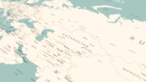 Kazajstán Mapa Del Mundo Rotación Suave Del Mapa Animación — Vídeos de Stock
