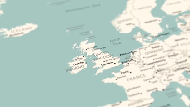 Reino Unido Mapa Del Mundo Rotación Suave Del Mapa Animación — Vídeos de Stock