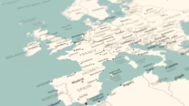 世界地図上のフランス スムーズなマップ回転 4Kアニメーション — ストック動画