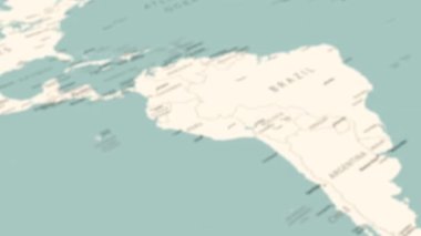 Dünya haritasında Peru. Pürüzsüz harita dönüşü. 4K canlandırması.
