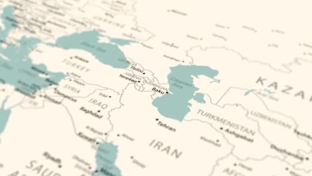 世界地図上のアゼルバイジャン スムーズなマップ回転 4Kアニメーション — ストック動画