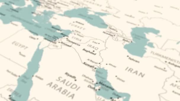 Irak Världskartan Smidig Kartrotation Animering — Stockvideo