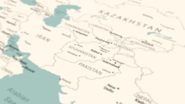 Afghanistan Sur Carte Monde Rotation Douce Carte Animation — Video