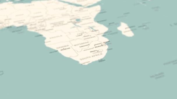 世界地図上の南アフリカ スムーズなマップ回転 4Kアニメーション — ストック動画