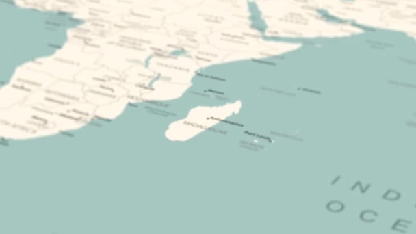 Madagascar Sulla Mappa Del Mondo Rotazione Regolare Della Mappa Animazione — Video Stock