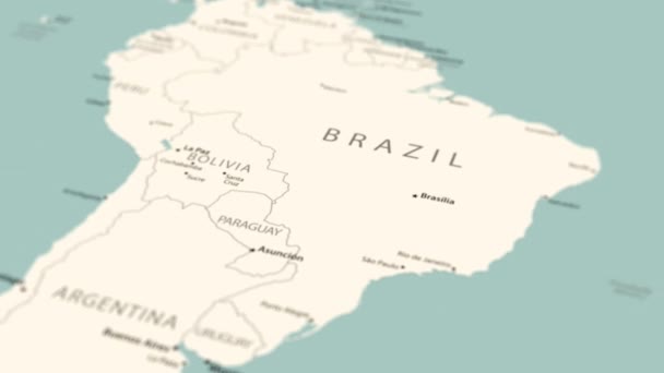 Brasil Mapa Del Mundo Rotación Suave Del Mapa Animación — Vídeos de Stock