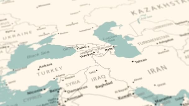 アルメニアの世界地図 スムーズなマップ回転 4Kアニメーション — ストック動画