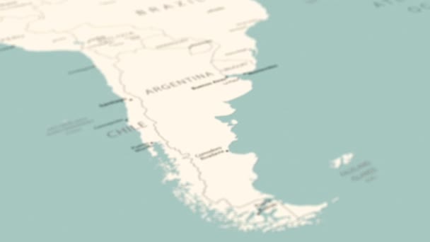 Аргентина Карте Мира Плавное Вращение Карты Анимация — стоковое видео