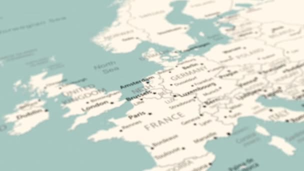 Holandia Mapie Świata Płynna Rotacja Mapy Animacja — Wideo stockowe
