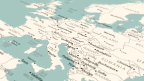 オーストリアの世界地図 スムーズなマップ回転 4Kアニメーション — ストック動画