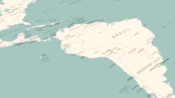 Перу Карте Мира Плавное Вращение Карты Анимация — стоковое видео