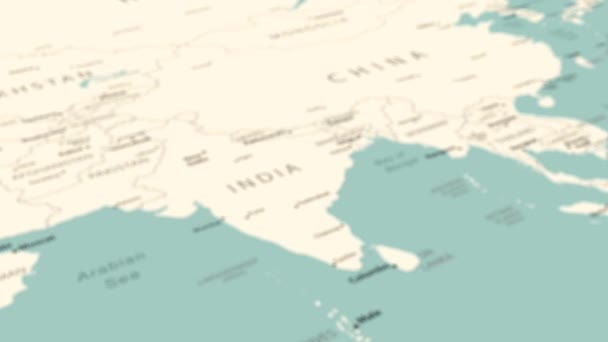 世界地図上のインド スムーズなマップ回転 4Kアニメーション — ストック動画