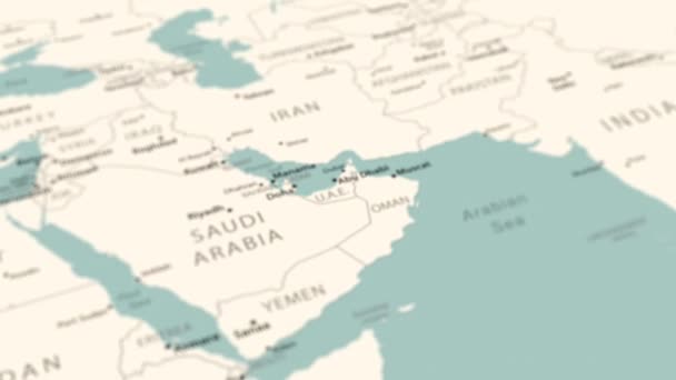 Emiratos Árabes Unidos Mapa Mundial Rotación Suave Del Mapa Animación — Vídeo de stock