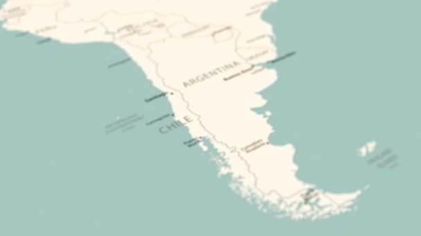 世界地図上のチリ スムーズなマップ回転 4Kアニメーション — ストック動画