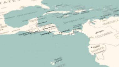Costa Rica on the world map. Smooth map rotation. 4K animation.