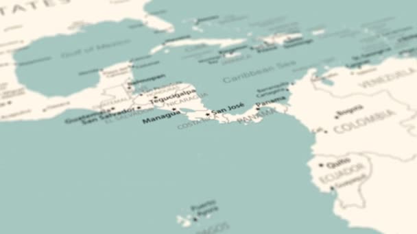 Costa Rica World Map Smooth Map Rotation Animation — Αρχείο Βίντεο