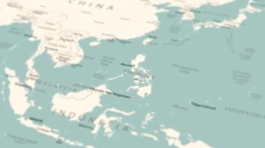 Philippines on the world map. Smooth map rotation. 4K animation.