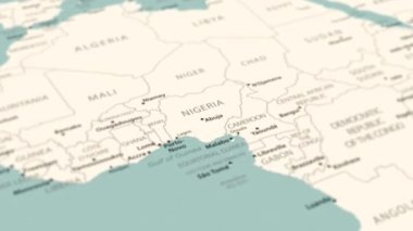 Nigeria on the world map. Smooth map rotation. 4K animation.