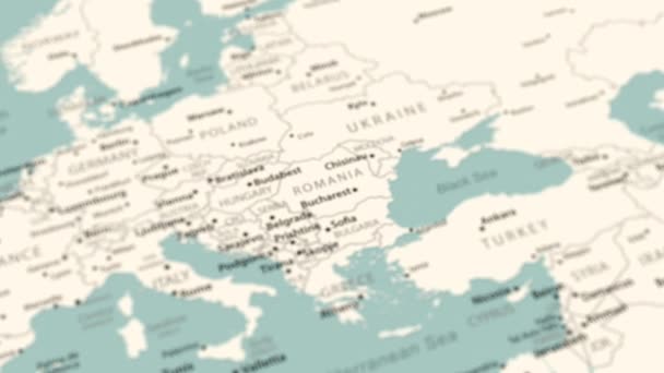 Romania World Map Smooth Map Rotation Animation — Stockvideo