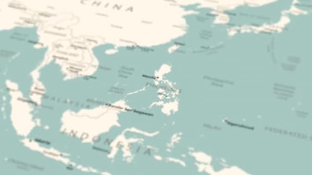 Philippines World Map Smooth Map Rotation Animation — 图库视频影像