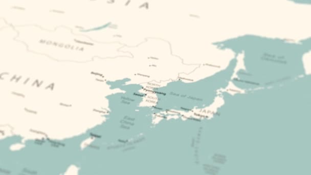 North Korea World Map Smooth Map Rotation Animation — Stok video