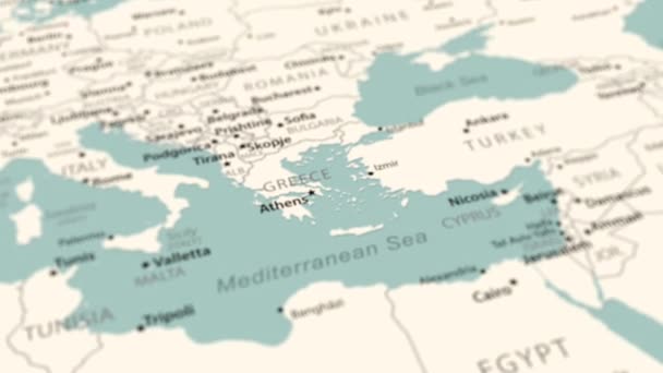 Greece World Map Smooth Map Rotation Animation — 图库视频影像