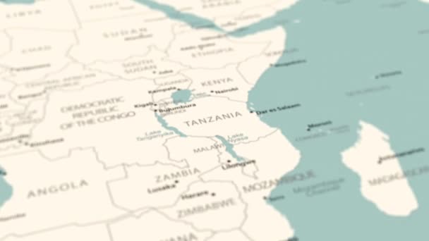 Tanzania World Map Smooth Map Rotation Animation — стоковое видео