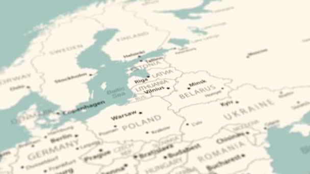Lithuania World Map Smooth Map Rotation Animation — Vídeos de Stock