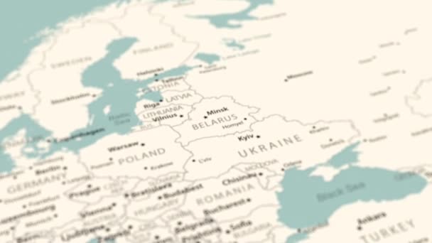 Belarus World Map Smooth Map Rotation Animation — Stockvideo