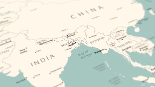 Bangladesh World Map Smooth Map Rotation Animation — Stockvideo