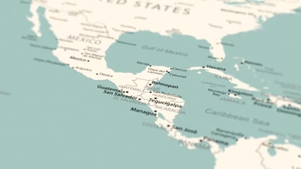 Belize Auf Der Weltkarte Reibungslose Rotation Der Landkarte Animation — Stockvideo