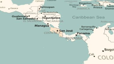 Costa Rica on the world map. Shot with light depth of field focusing on the country. clipart