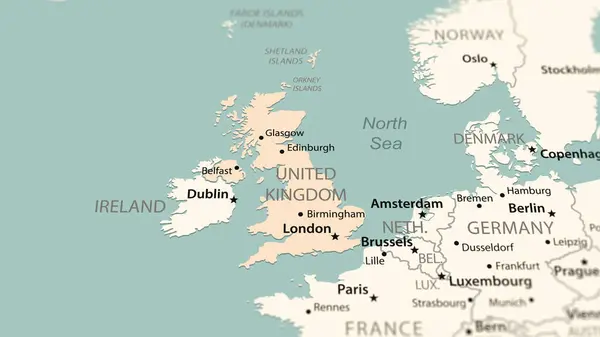 Reino Unido Mapa Del Mundo Disparo Con Profundidad Campo Luz —  Fotos de Stock