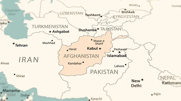 Afghanistan on the world map. Shot with light depth of field focusing on the country.