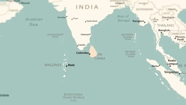 Шрі Ланка Карті Світу Знімок Легкою Глибиною Різкості Орієнтований Країну — стокове фото