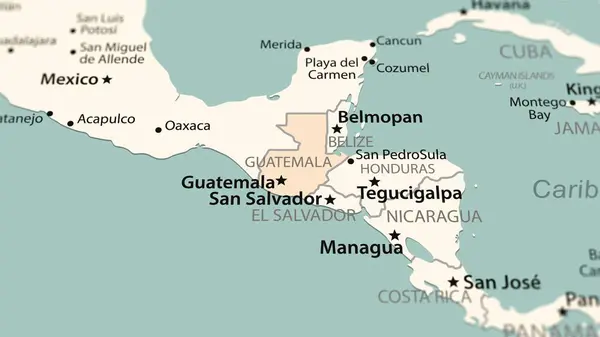 Guatemala on the world map. Shot with light depth of field focusing on the country.
