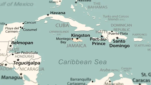 Jamaïque Sur Carte Monde Tourné Avec Profondeur Lumière Champ Concentrant — Photo