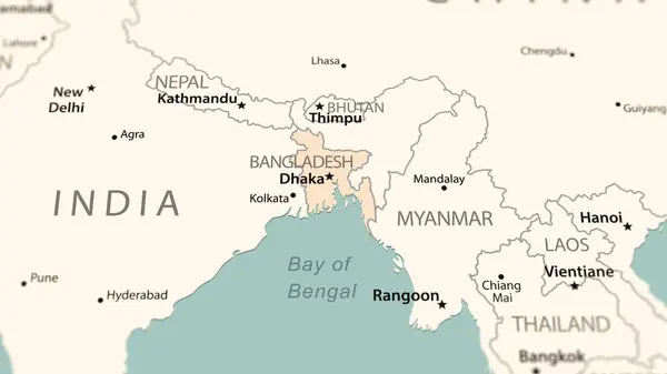 Бангладеш Карті Світу Знімок Легкою Глибиною Різкості Орієнтований Країну — стокове фото