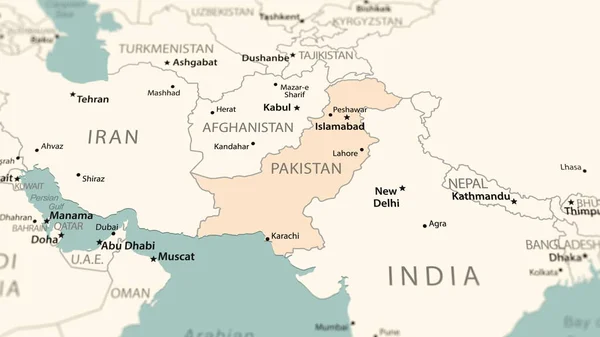 Пакистан Карті Світу Знімок Легкою Глибиною Різкості Орієнтований Країну — стокове фото