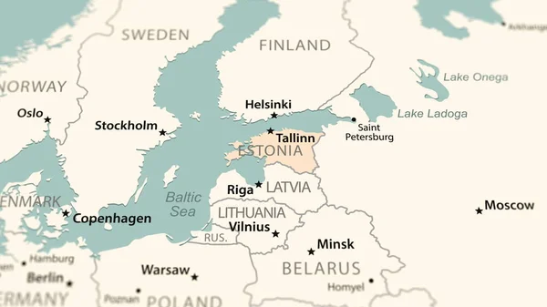 Estonia on the world map. Shot with light depth of field focusing on the country.