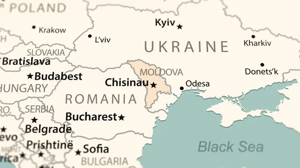 Молдова Карті Світу Знімок Легкою Глибиною Різкості Орієнтований Країну — стокове фото