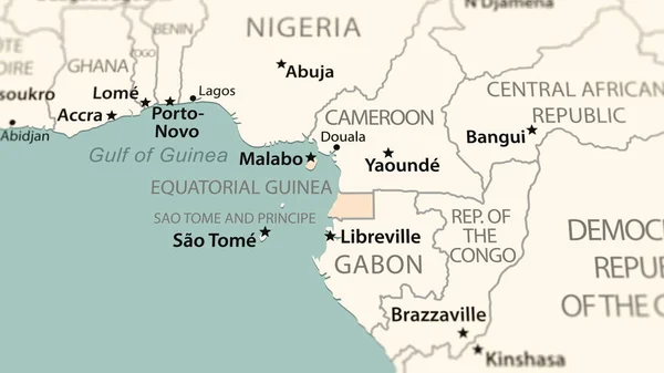 Екваторіальна Гвінея Карті Світу Знімок Легкою Глибиною Різкості Орієнтований Країну — стокове фото