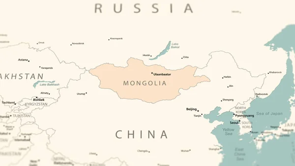 Монголія Карті Світу Знімок Легкою Глибиною Різкості Орієнтований Країну — стокове фото