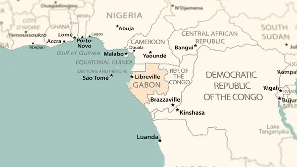 Gabon on the world map. Shot with light depth of field focusing on the country.