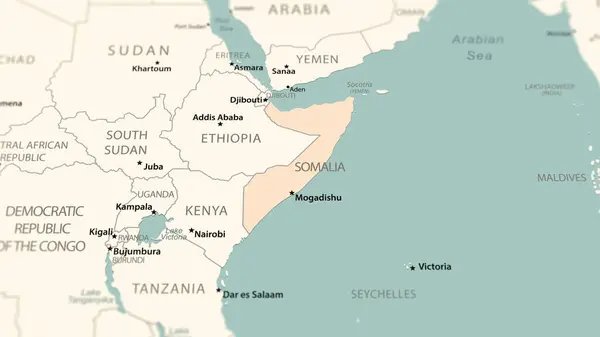 Somalia on the world map. Shot with light depth of field focusing on the country.