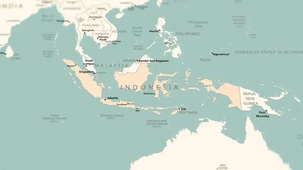 Indonésia Mapa Mundo Tiro Com Luz Profundidade Campo Com Foco — Fotografia de Stock