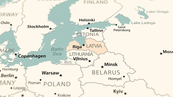 Λετονία Στον Παγκόσμιο Χάρτη Πυροβολήθηκε Ελαφρύ Βάθος Πεδίου Επίκεντρο Χώρα — Φωτογραφία Αρχείου