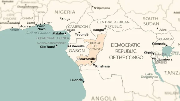 Δημοκρατία Του Κονγκό Στον Παγκόσμιο Χάρτη Πυροβολήθηκε Ελαφρύ Βάθος Πεδίου — Φωτογραφία Αρχείου